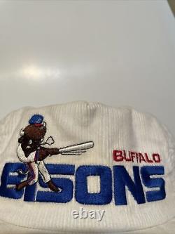 RARE Vintage Buffalo Bisons Corduroy Snapback AAA Baseball Embroidered White