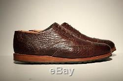 Rancourt Size 10.5D Custom Wingtip in Chocolate Bison with Trooper Wedge Sole