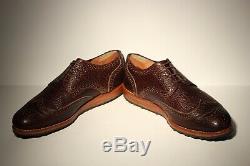 Rancourt Size 10.5D Custom Wingtip in Chocolate Bison with Trooper Wedge Sole