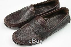 Rancourt for Bills Khakis Dark Brown Bison Leather Rustic Penny Loafers USA 10.5