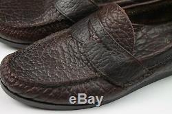 Rancourt for Bills Khakis Dark Brown Bison Leather Rustic Penny Loafers USA 10.5