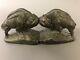 Rare Antique Armor Bronze Buffalo Bison Bronze Clad Bookends 9 x 9 x 4 1/2