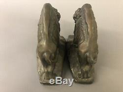 Rare Antique Armor Bronze Buffalo Bison Bronze Clad Bookends 9 x 9 x 4 1/2