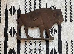 Rare Original Antique Bison Buffalo Cast Iron Windmill Weight Western Primitive