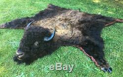 Real Authentic Buffalo/Bison Rug Hide with Head and Hooves/ Native American Made