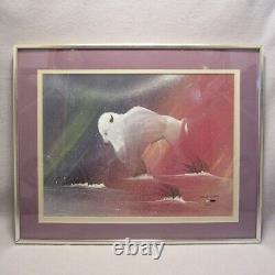 Robert Redbird Original Signed Painting White Bison Buffalo Snowy Landscape