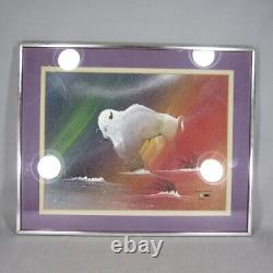 Robert Redbird Original Signed Painting White Bison Buffalo Snowy Landscape