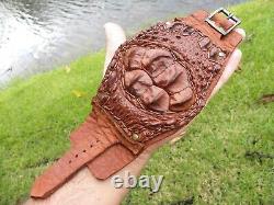 Rockstar cuff Ketoh Bracelet genuine Alligator horn Bison leather adjustable