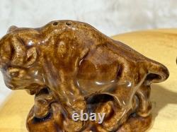 Rosemeade Pottery Bison Salt and Pepper Shaker Set, Stickered, Excellent Cond