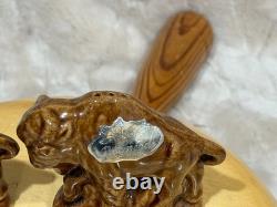 Rosemeade Pottery Bison Salt and Pepper Shaker Set, Stickered, Excellent Cond