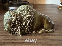 Roseville Rare Bison Buffalo Coin Bank Brown Green