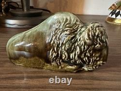 Roseville Rare Bison Buffalo Coin Bank Brown Green