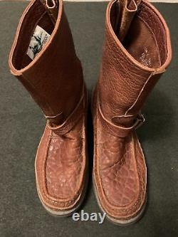 Russell Moccasin Double Bottom Zephyr Boots 10.5 D Shrunken Bison Pull-on