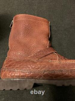 Russell Moccasin Double Bottom Zephyr Boots 10.5 D Shrunken Bison Pull-on