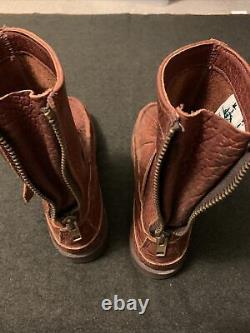 Russell Moccasin Double Bottom Zephyr Boots 10.5 D Shrunken Bison Pull-on