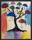 Rutenberg Original 16x20 Mixed Media Art Painting Umbrella Tree Abstract Acrylic