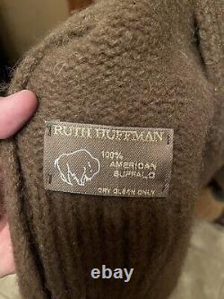 Ruth Huffman 100% Buffalo / Bison Hair wool Pancho One Size, very soft, warm