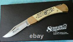 SCHRADE USA Buffalo Scrimshaw Knife 507SC NEW 1996 Bison Lockback SC507 and Box