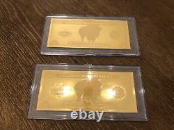 (SET OF 2) 1000 Milligram American Bison Gold 24K Aurum Notes, Hard Case