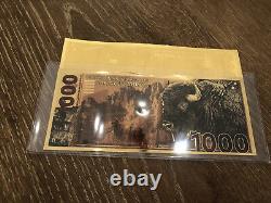 (SET OF 2) 1000 Milligram American Bison Gold 24K Aurum Notes, Plastic Sleeve