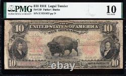 Scarce 1901 $10 BISON Legal Tender US Note! FREE SHIPPING! PMG 10! E1824852
