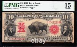 Scarce 1901 $10 BISON Legal Tender US Note! FREE SHIPPING! PMG 15! E55473218