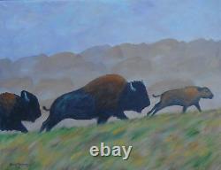 Scott Patton Art Buffalo Stampede Original Western American Bison Painting