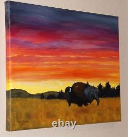 Scott Patton Art Evening Brilliance Bison Original Western Wildlife Painting