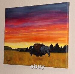 Scott Patton Art Evening Brilliance Bison Original Western Wildlife Painting