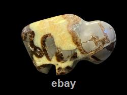 Septarian Hand Carved Buffalo Bison Polished Stone