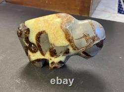 Septarian Hand Carved Buffalo Bison Polished Stone