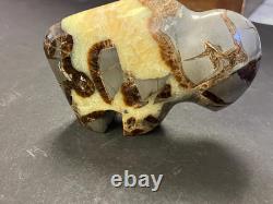 Septarian Hand Carved Buffalo Bison Polished Stone