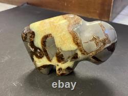 Septarian Hand Carved Buffalo Bison Polished Stone