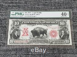 Series 1901 $10 Legal Tender Bison Note PMG 40 EPQ XF FR122 Speelman/White