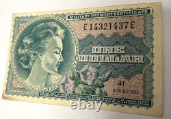 Series 692 $1 Dollar Military Payment Certificate (bison Buffalo) Mpc Note