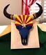 Small Bison Skull Hand Painted WALL MOUNTED