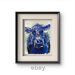 Snow Bison Original Expressionism Acrylic Abstract Canvas