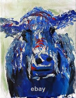 Snow Bison Original Expressionism Acrylic Abstract Canvas