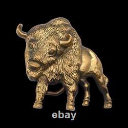 Solid Brass American Bison Buffalo 1970s Vintage Belt Buckle
