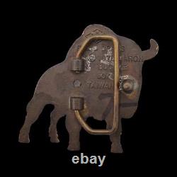 Solid Brass American Bison Buffalo 1970s Vintage Belt Buckle