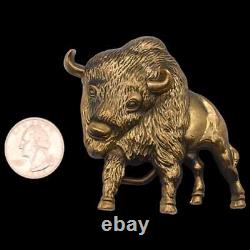 Solid Brass American Bison Buffalo 1970s Vintage Belt Buckle