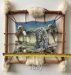 Southwestern Leather Fur Wall Hanging Bison Painting Art Decor