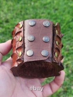 Special order Bracelet cuff wide genuine Alligator and Buffalo Bison leather