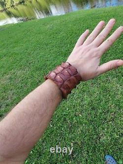 Special order Bracelet cuff wide genuine Alligator and Buffalo Bison leather