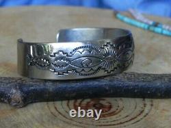 Stamped BUFFALO BISON Sterling Silver Cuff Bracelet by Jerry Cowboy Navajo