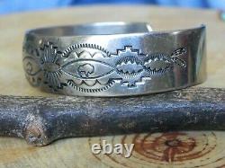 Stamped BUFFALO BISON Sterling Silver Cuff Bracelet by Jerry Cowboy Navajo