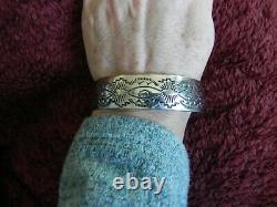 Stamped BUFFALO BISON Sterling Silver Cuff Bracelet by Jerry Cowboy Navajo