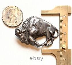 Sterling Buffalo Brooch Solid Silver Bison 35 Grams Vintage Jewelry southwestern