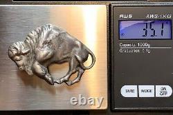 Sterling Buffalo Brooch Solid Silver Bison 35 Grams Vintage Jewelry southwestern