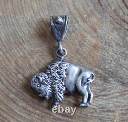 Sterling Silver BISON BUFFALO Pendant by Liberty Navajo